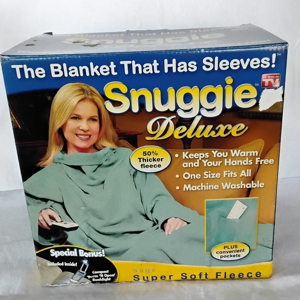 Snuggie Deluxe Sage Green Fleece Blanket with Sleeves